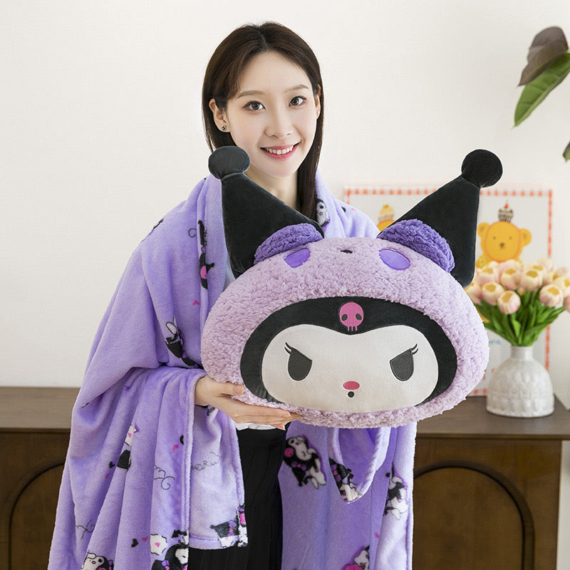 Cute Animal Plush Pillow with Blanket (2-in-1)