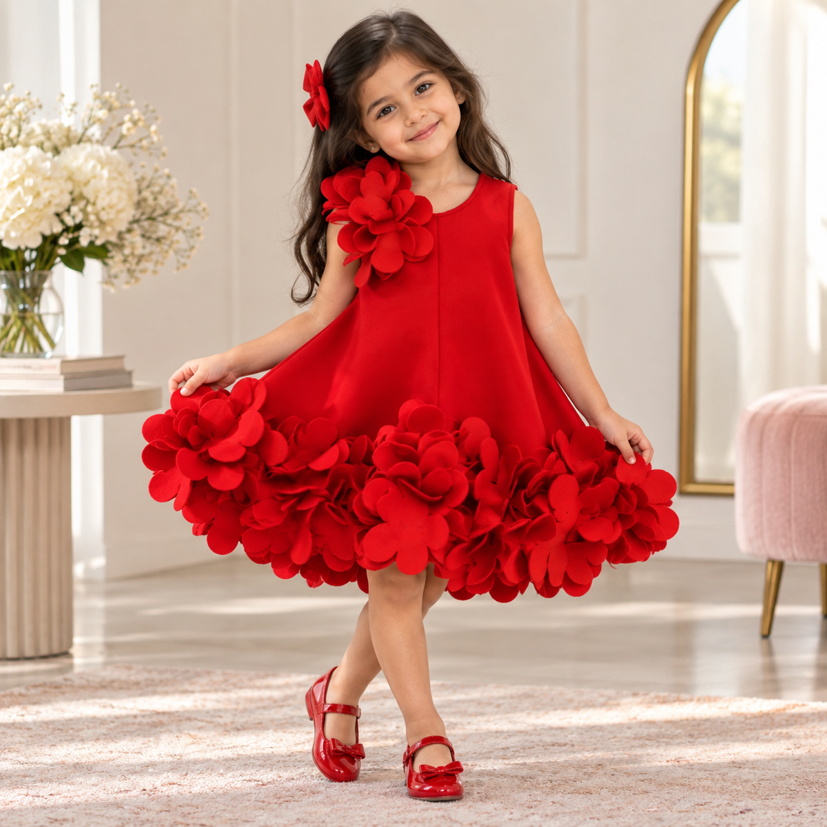 3D Bloom Vest Princess Dress