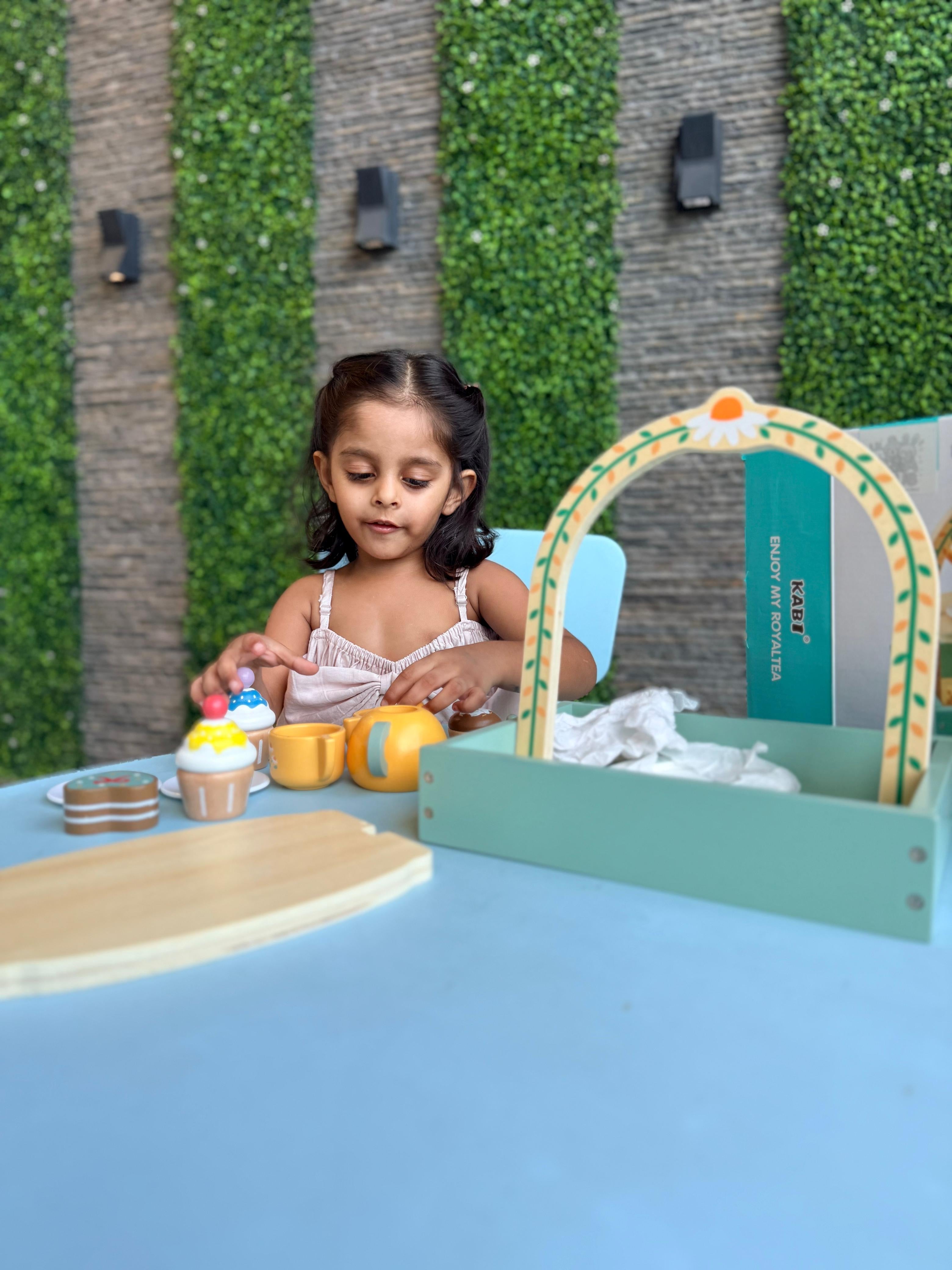 Wooden Simulation Double-Layer Portable Dessert Cake Stand - Children's Play House Afternoon Tea Set