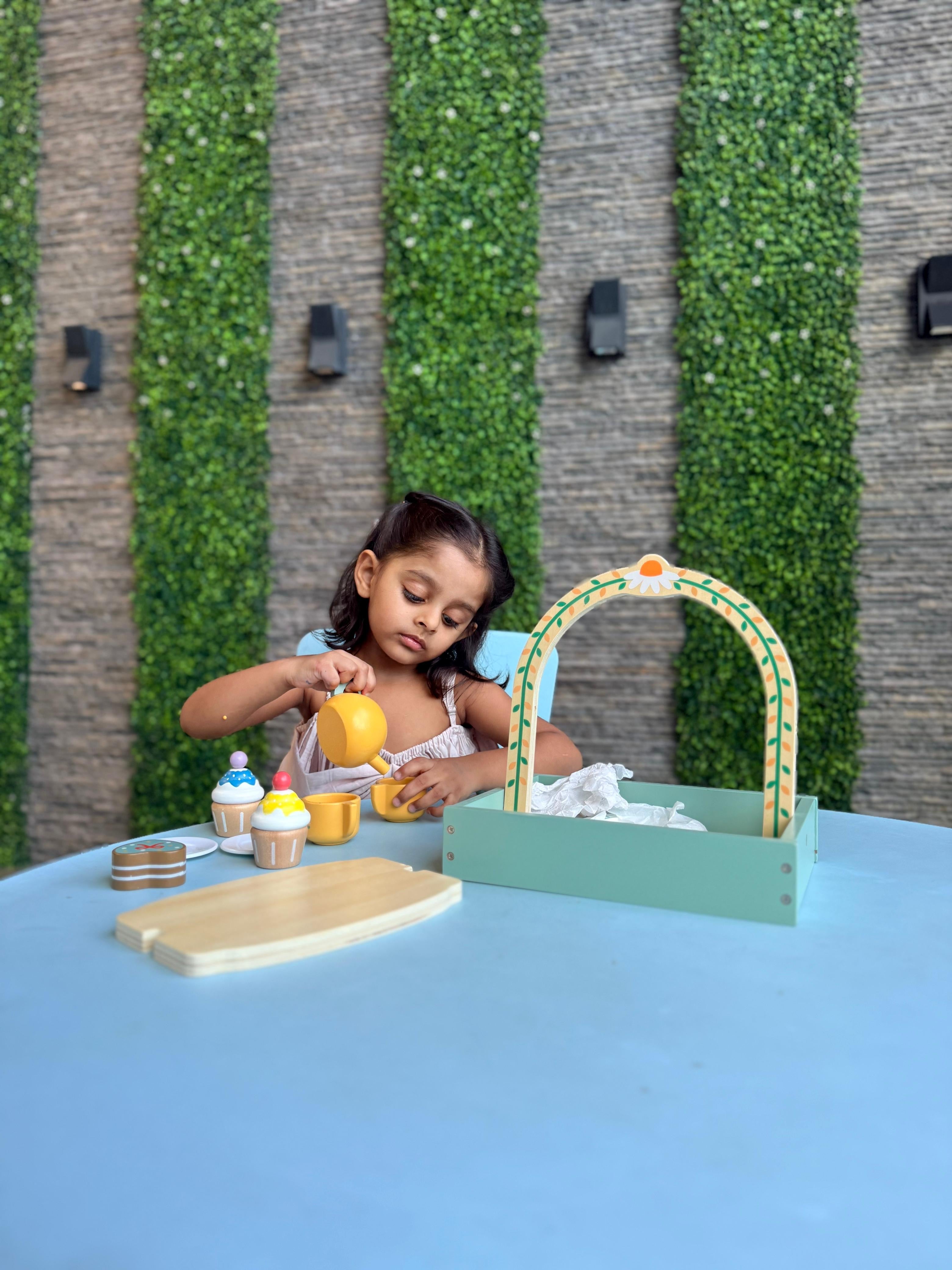Wooden Simulation Double-Layer Portable Dessert Cake Stand - Children's Play House Afternoon Tea Set