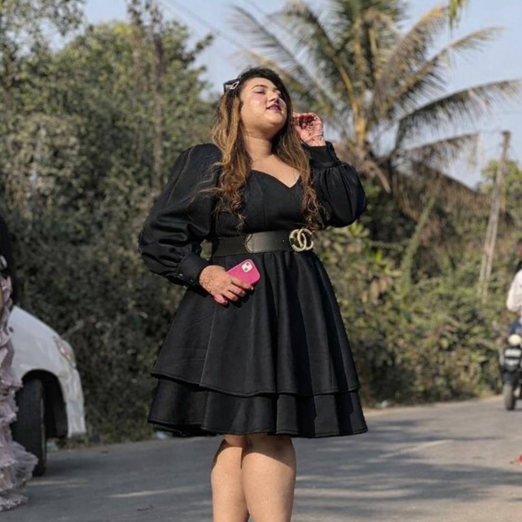 Women’s Tiered Mini Skater Dress with Puff Sleeves – Sweetheart Neckline Party Wear