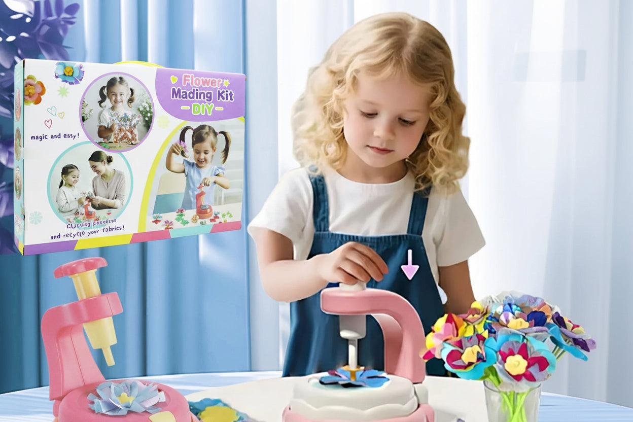 DIY Flower Making Kit for Kids – Creative Handmade Flower Craft Toy with Press Machine