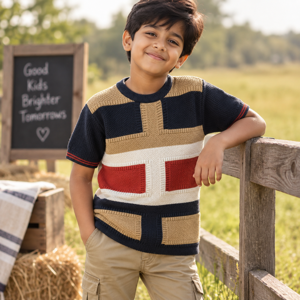Boys Color Block Knit T-Shirt