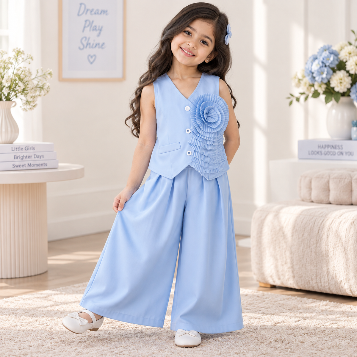 European and American Summer Floral Sleeveless Top and Pants Set