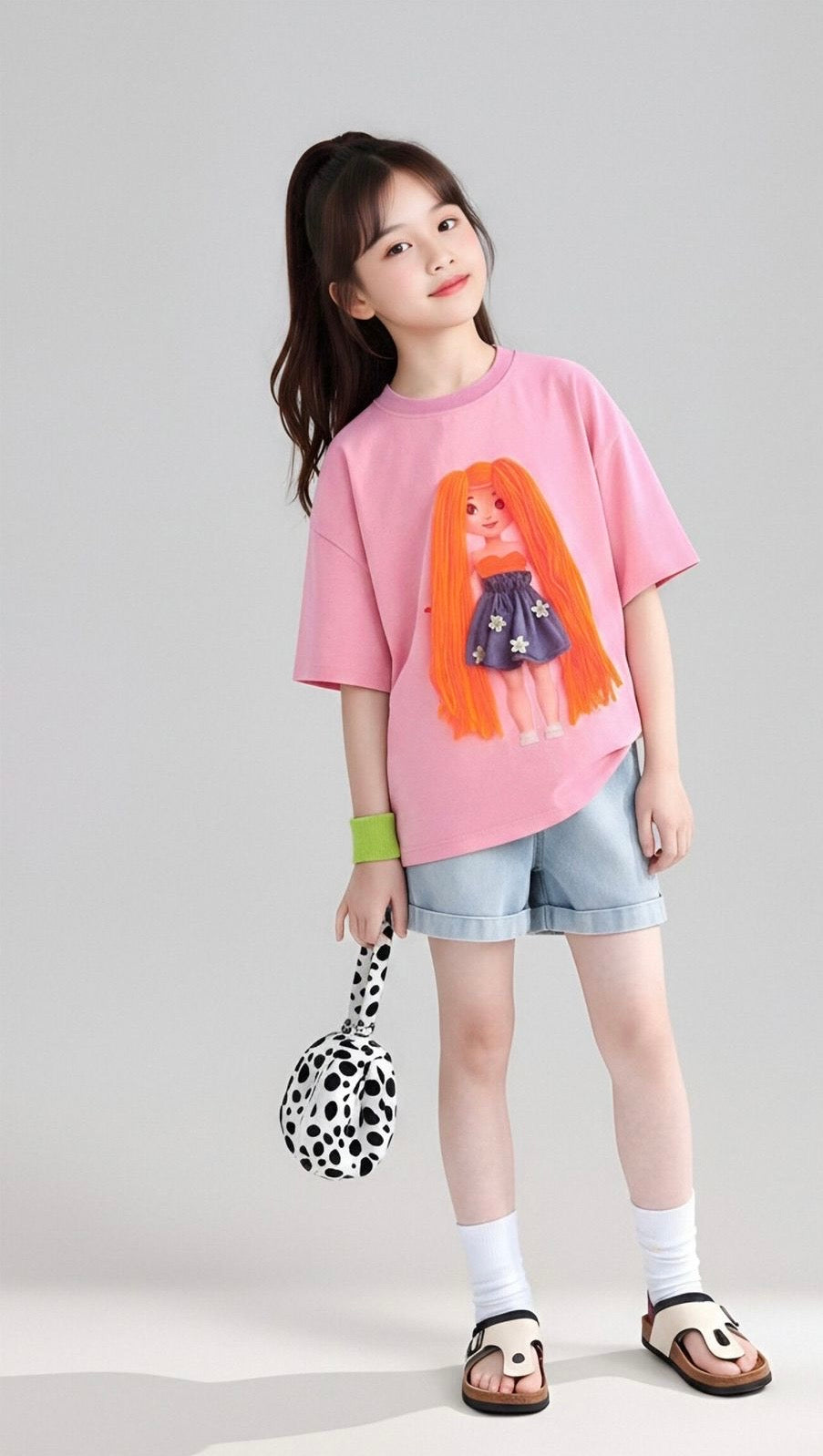 DIY Dress-Up Doll T-Shirt for Girls | Interactive 3D Hair & Outfit Tee