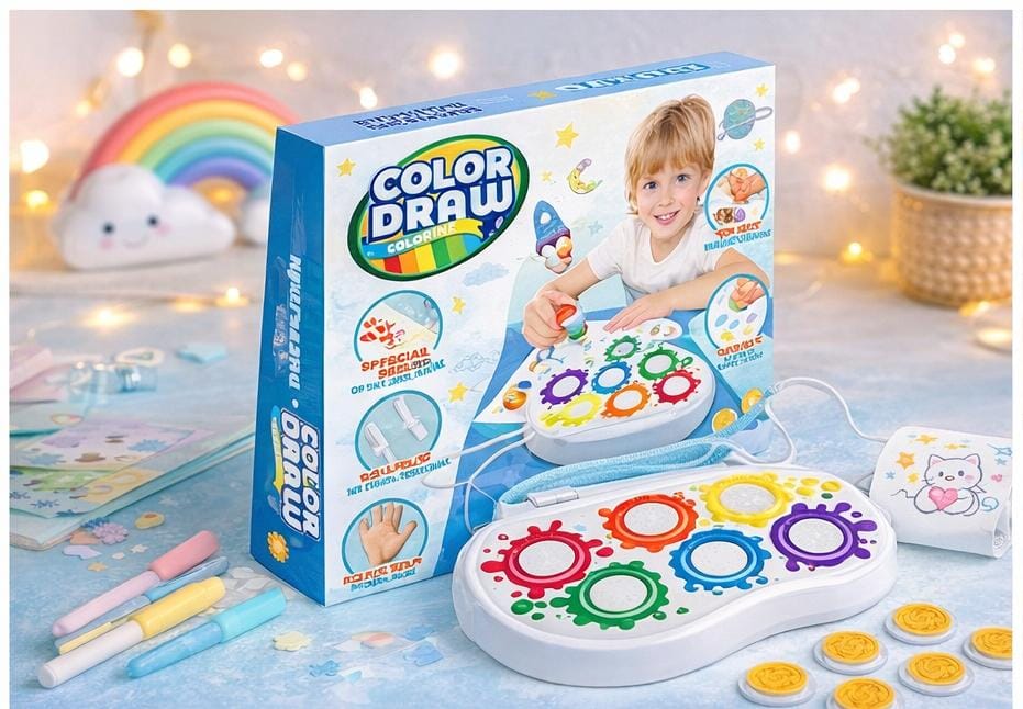 Color Draw Gear Painting & Drawing Kit for Kids – Creative Art & Craft Toy with Gears and Paints