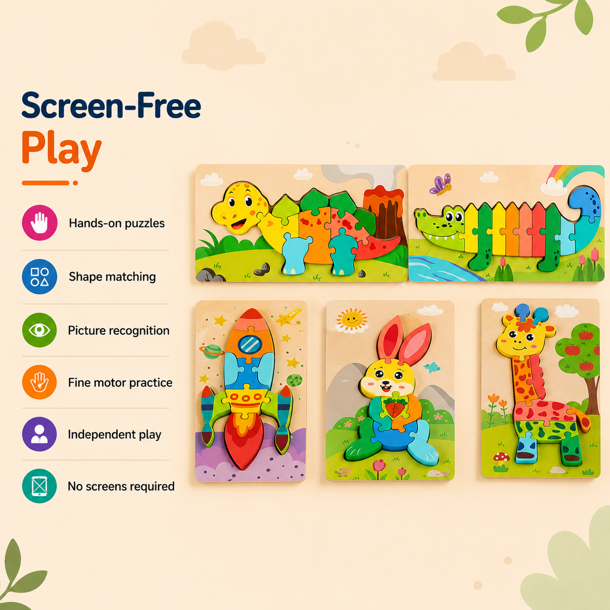 Montessori Peg Puzzle Bundle Pack of 4