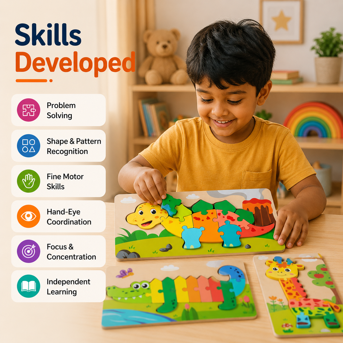Montessori Peg Puzzle Bundle Pack of 4