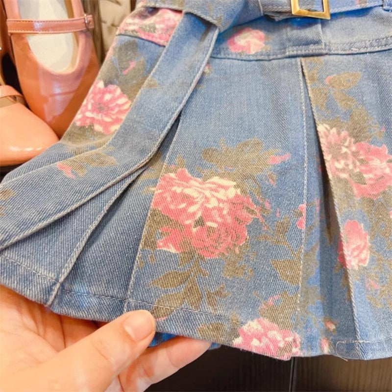 Girls Korean Summer 2025 Fashion Sleeveless Princess Denim Dress for Kids
