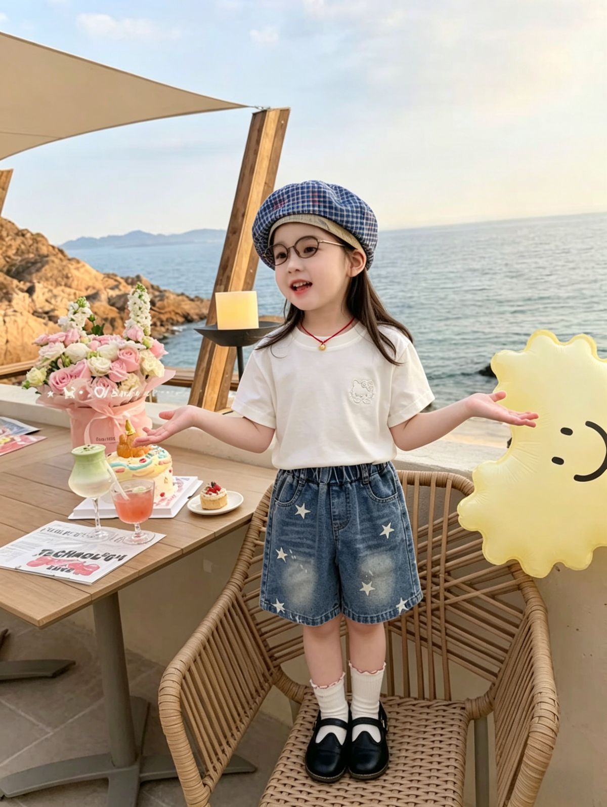 2026 Summer Girls' Korean Style Hollow Embroidery Slim-Fit Short-Sleeve T-Shirt Designer Regular Shoulder Trendy Top