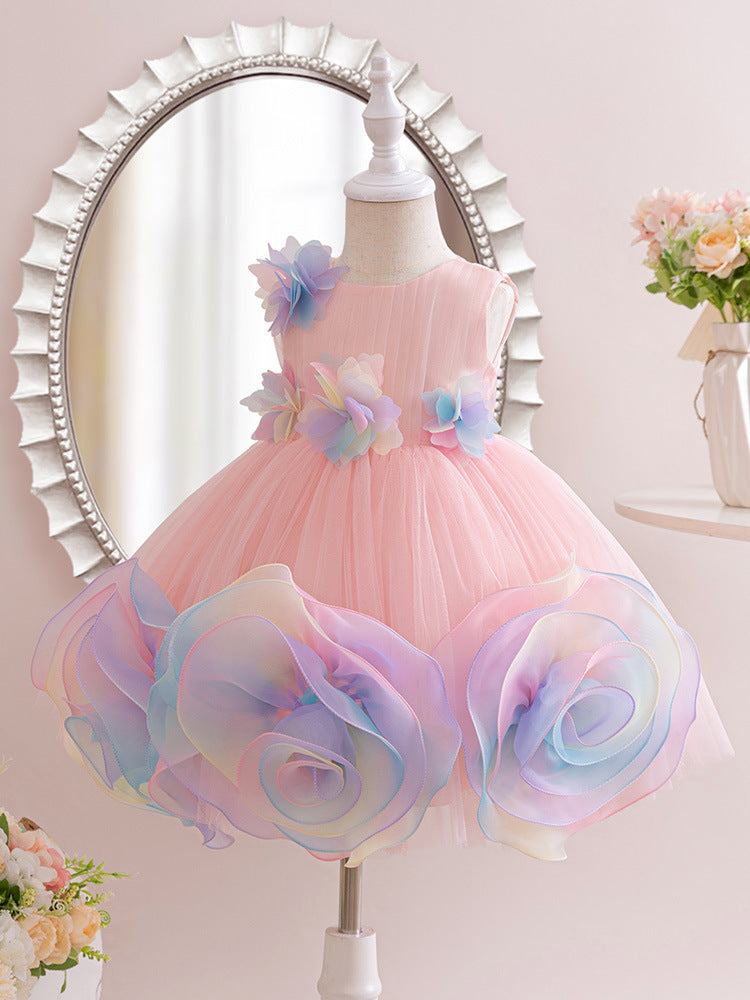 Enchanted Floral Bloom Princess Gown - Whimsical Lolita-Inspired Wedding & Party Dress for Girls