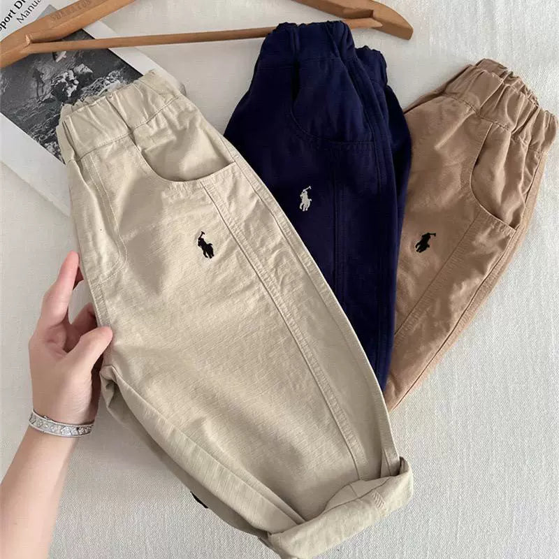 Children's Autumn Casual Pants for Boys 2026 New Style Long Pants for Toddlers Stylish Solid Color Straight Pants for Girls Pure Cotton