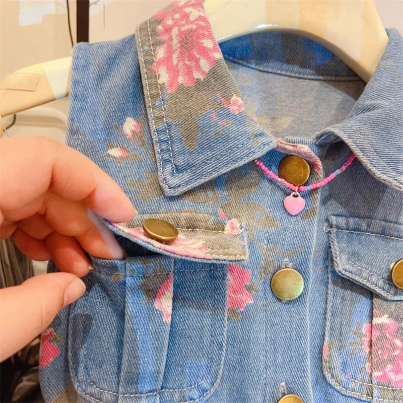Girls Korean Summer 2025 Fashion Sleeveless Princess Denim Dress for Kids