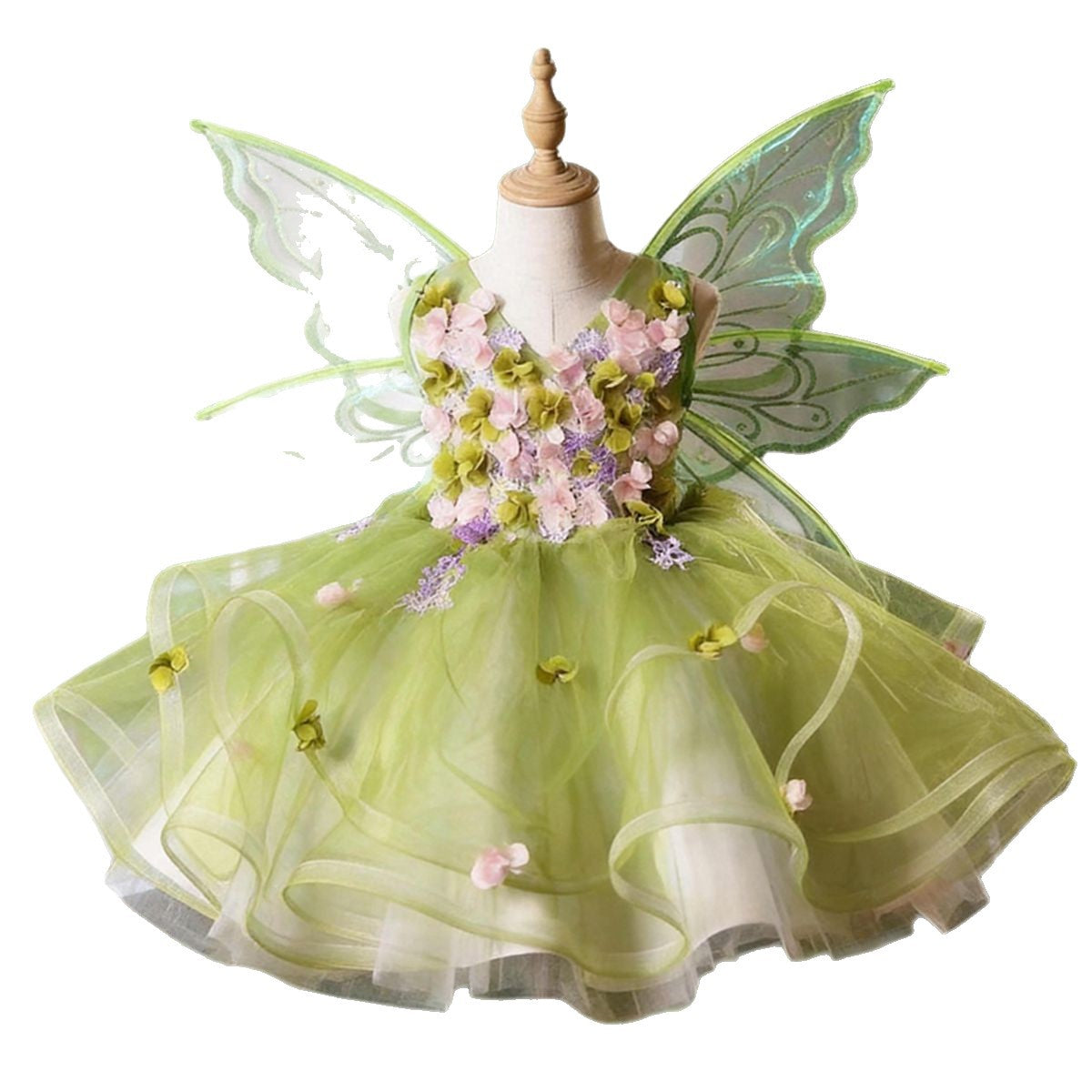 Forest-Style Little Girl Princess Dress with Puffy Tulle, High-End Birthday Flower Girl Wedding Dress, Children's Host Piano Flower Fairy Gown