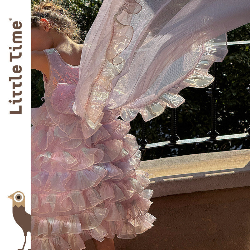 Disney-Inspired Girls' Gradient Cake Princess Dress - Spring/Summer 2026 Collection