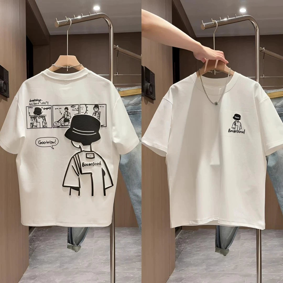 100% Pure Cotton Children's T-Shirt Short-Sleeve Export Quality New Spring and Summer Style for Older Boys Summer Half-Sleeve Top Trendy T-Shirt