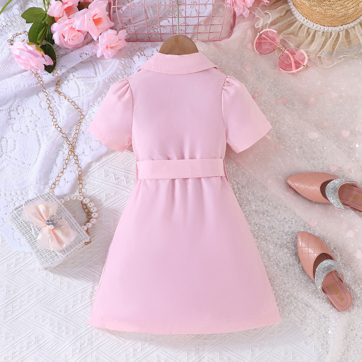 2021 European and American Cross-Border New Fashion Dress with Chiffon Belt Suit Puff Sleeve Dress Manufacturer