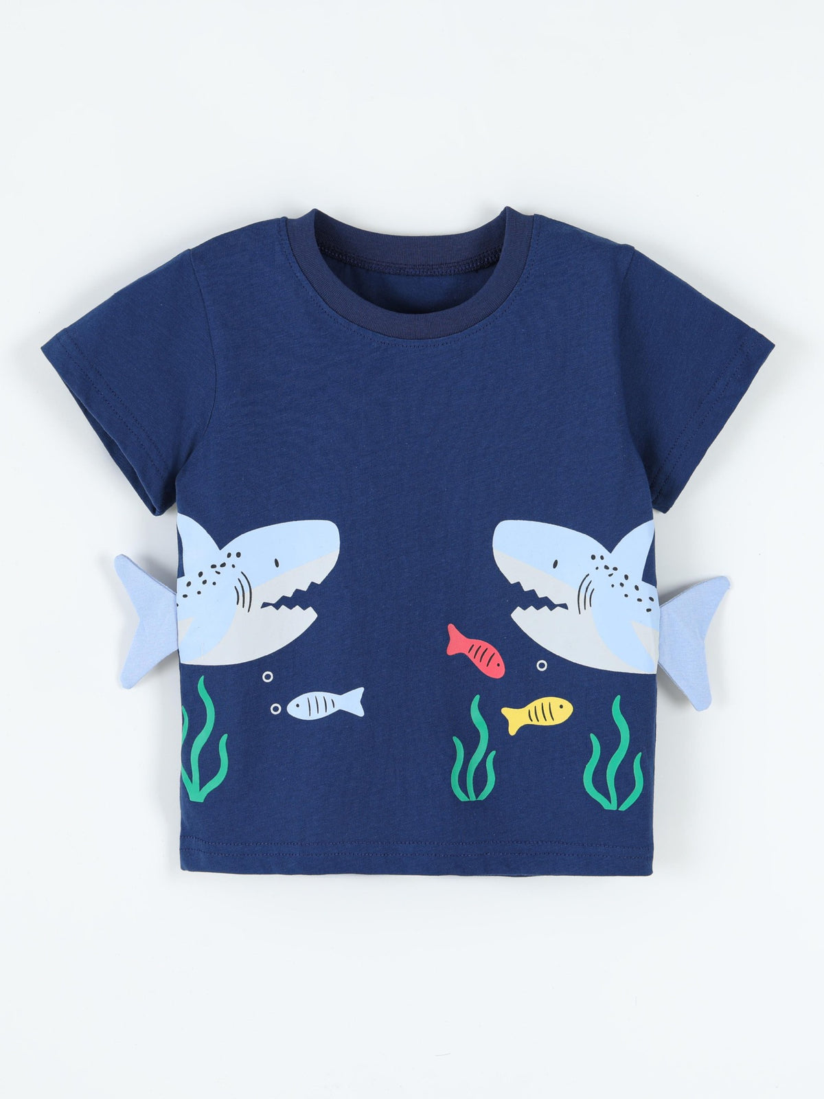 26 New Summer Style Boys' Short-Sleeved T-Shirts, European and American Fashionable Shark Print Kidsren's Round-Neck T-Shirts, Cross-Border Supply of Kidsren's Clothing