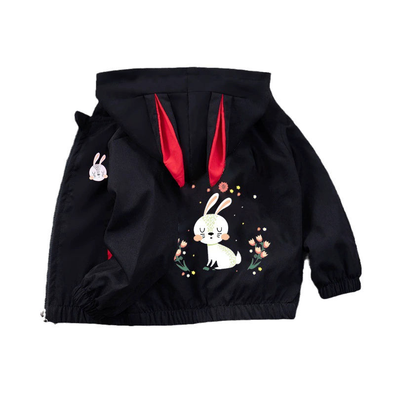 2023 Autumn New girls' coat children's windbreaker jacket baby girls' casual cardigan girls' hooded top