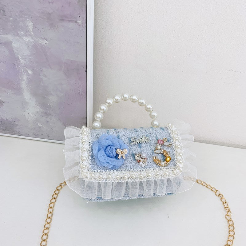 New Pearl Bow Little Fragrance Mini Girls Princess Pearl Handheld Crossbody Accessories Bags Wholesale