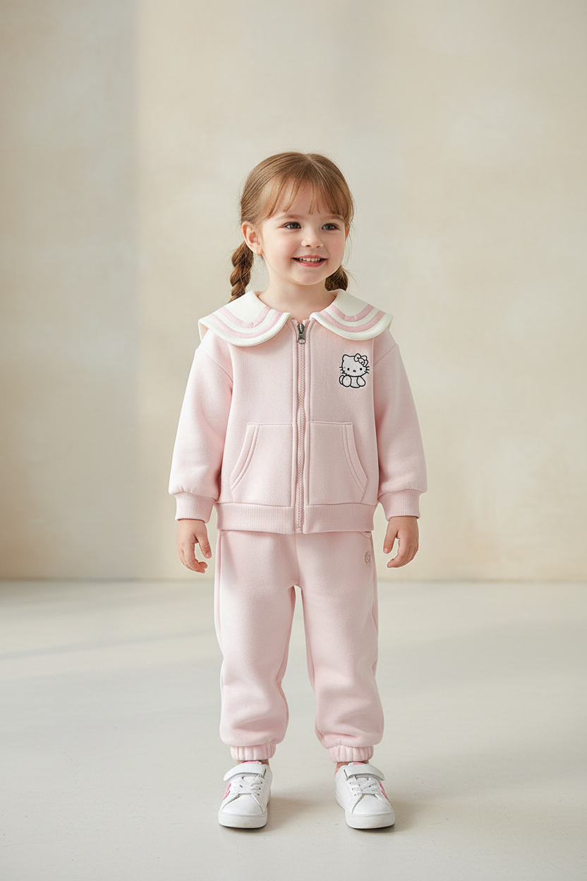 Girls' Suit 2026 Spring New Korean Style Hello Kitty Cat Embroidered Lapel Children's Suit
