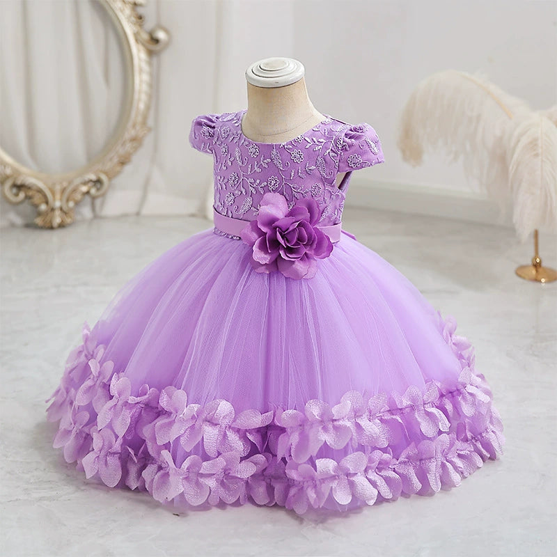 New cross-border children's performance dress lace princess dress festival unkempt dress gauze skirt one-year-old dress dress performance dress