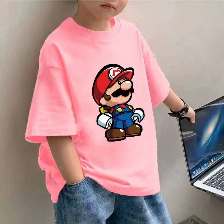 100 Cotton Children's Wear Boys T-shirt Summer New Children's Half-sleeve Cartoon Top Loose Mid-large Children's Short-sleeve T-shirt