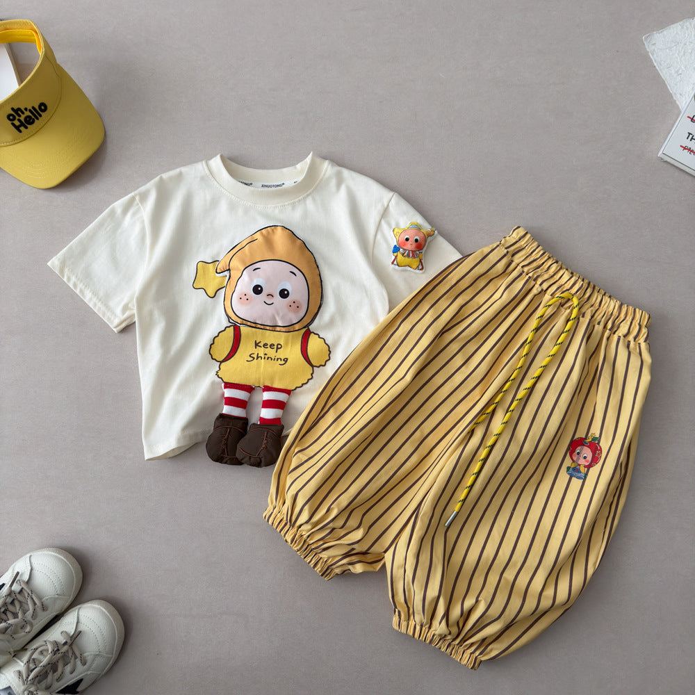 2026 Summer Children's Loose Short-Sleeve Star Print Fashionable Casual Set