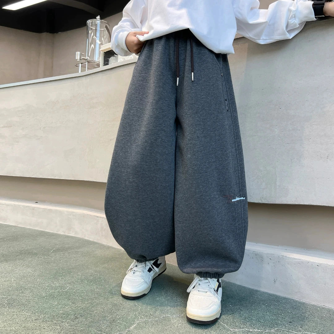 Spring and Autumn New Stylish Straight-Leg Pants for Boys and Girls, Loose and Versatile Korean-Style Casual Long Pants for Older Children