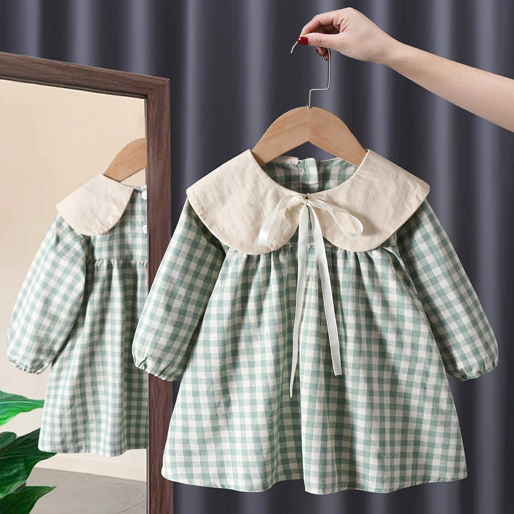 Ningli Girls' Dress Autumn New Stylish Baby Girl Princess Dress Preppy Style Kidsren's Polo Dress Spring and Autum