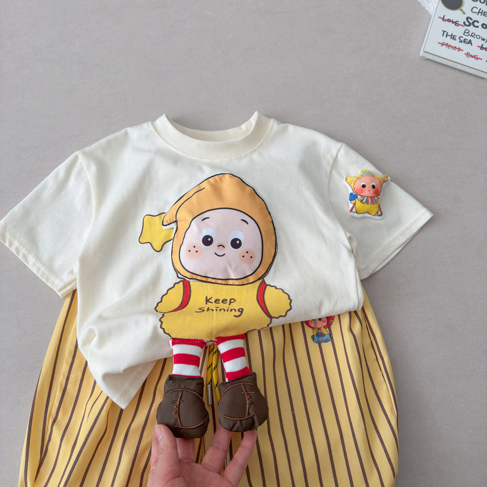 2026 Summer Children's Loose Short-Sleeve Star Print Fashionable Casual Set