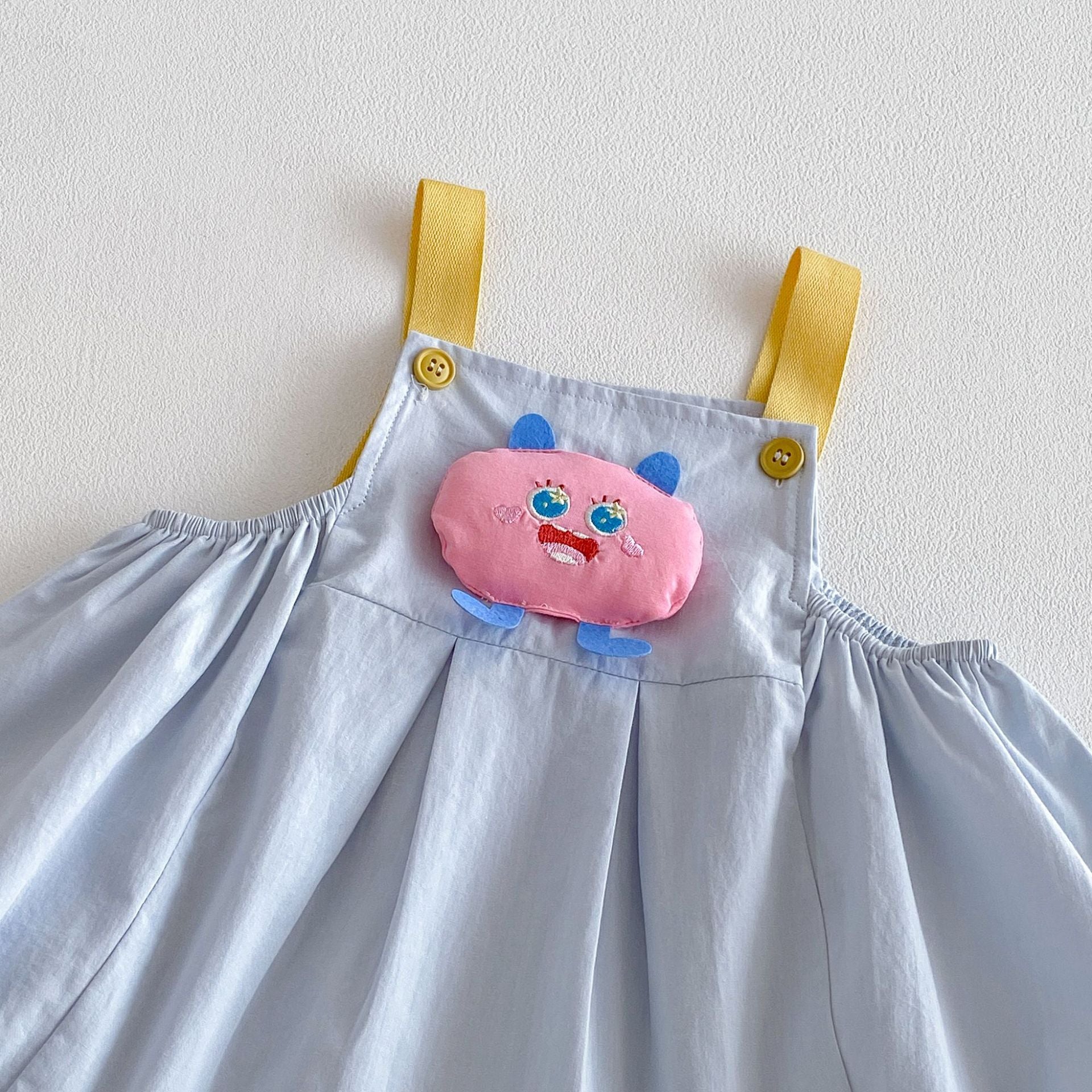 Girls' Super Cute Suspender Dress 2026 New Summer Korean Style Full-Print Little Monster Dress Children's Thin Dress