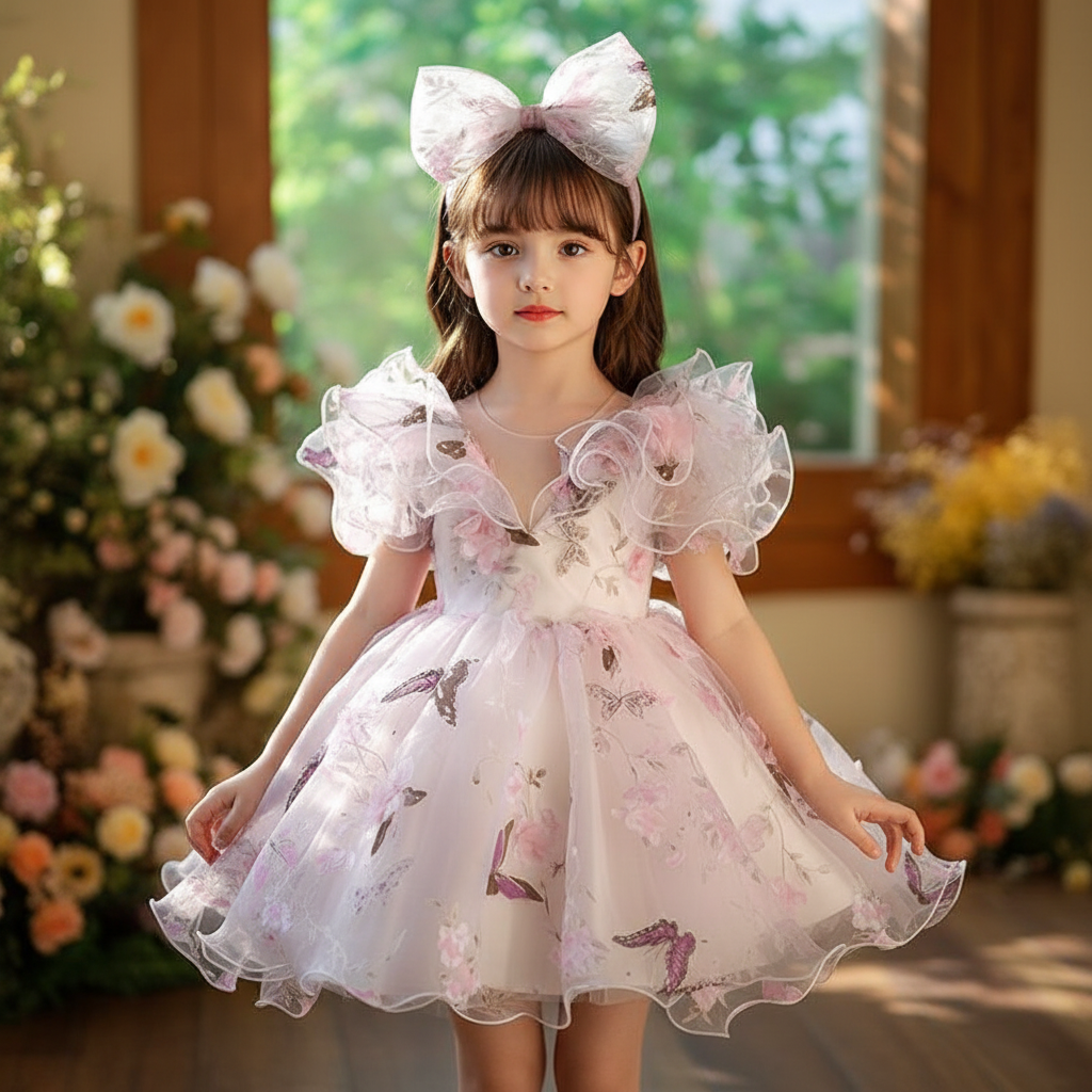 Girl's Flower Fairy Puffy Princess Dress