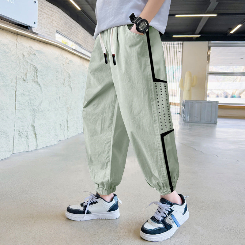 Boys' Summer Thin Pants, Children's Mosquito-Proof Pants, Summer Wear 2026 New Model, Big Kids Student Ice Silk Cool Jogger Pants