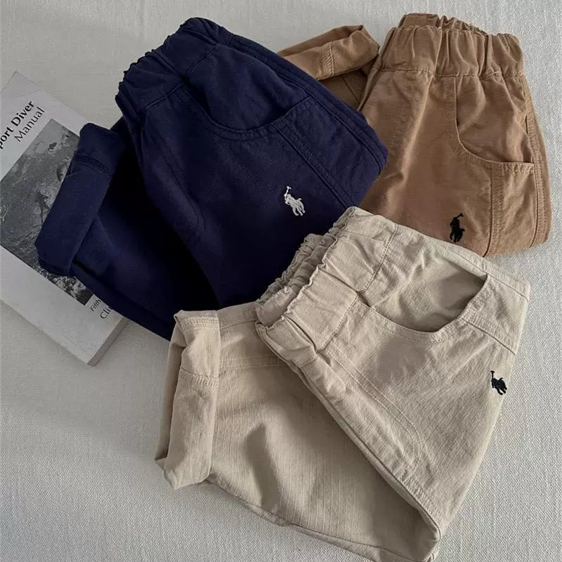 Children's Autumn Casual Pants for Boys 2026 New Style Long Pants for Toddlers Stylish Solid Color Straight Pants for Girls Pure Cotton