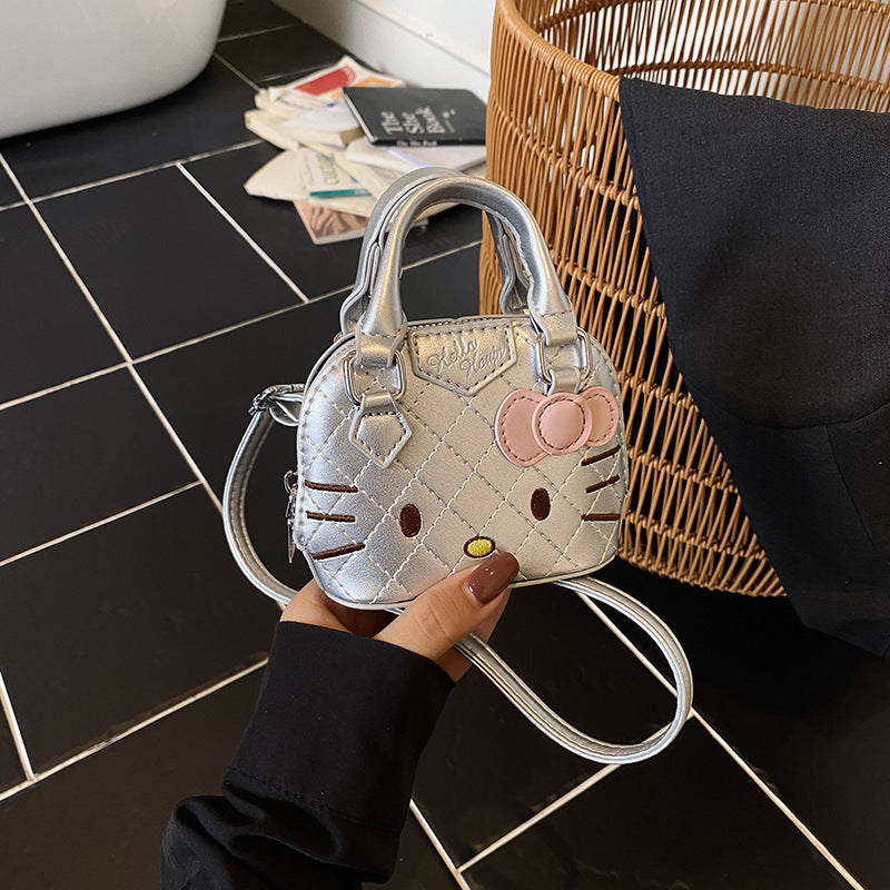 Children's Bag New Cartoon Cute Cat Mini Shell Bag Fashionable Girl Embroidery Thread Family Crossbody Bag Lipstick Bag