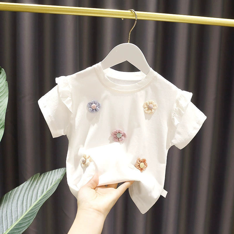 Girls' Short-Sleeved T-Shirt 2026 New Thin Style Kidsren's Summer Clothing Baby Summer Tops Infant Kidsren's Half-Sleeved Tops