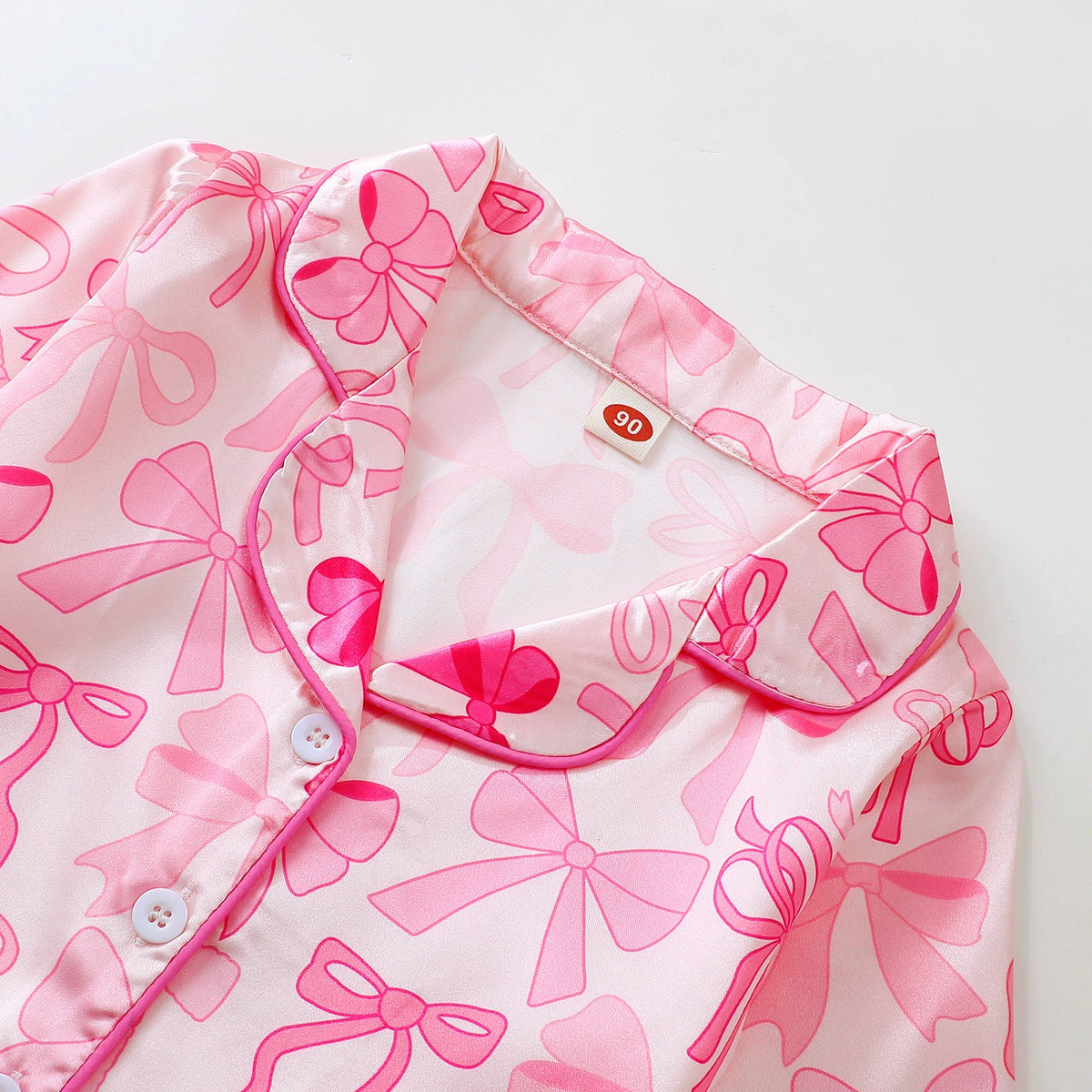 Children's Bow-Knot Pajama Set, Sweet and Casual Long-Sleeved Christmas Printed Fringed Home Wear, Cute Style