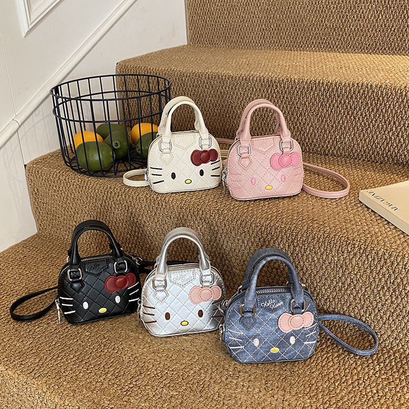 Children's Bag New Cartoon Cute Cat Mini Shell Bag Fashionable Girl Embroidery Thread Family Crossbody Bag Lipstick Bag