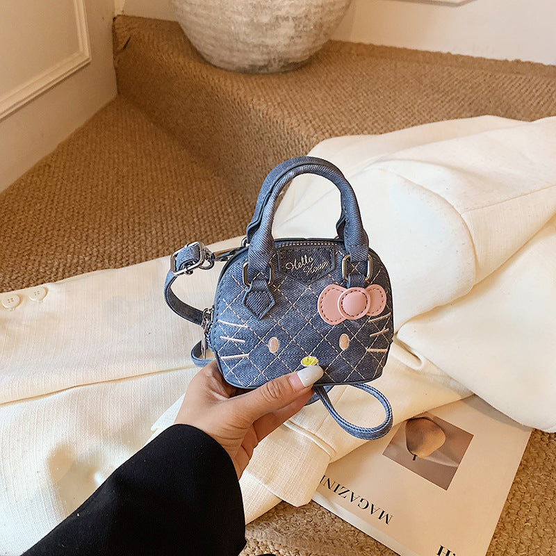 Children's Bag New Cartoon Cute Cat Mini Shell Bag Fashionable Girl Embroidery Thread Family Crossbody Bag Lipstick Bag
