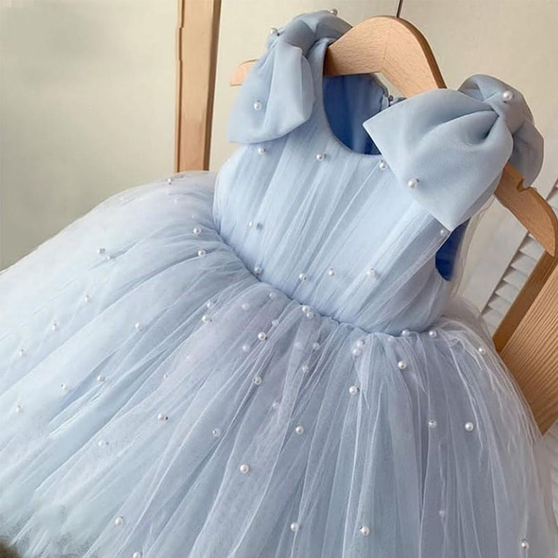 Girl's Little Dress Cello Piano Host Dress Children's Birthday Party Wedding Dress Princess Dress