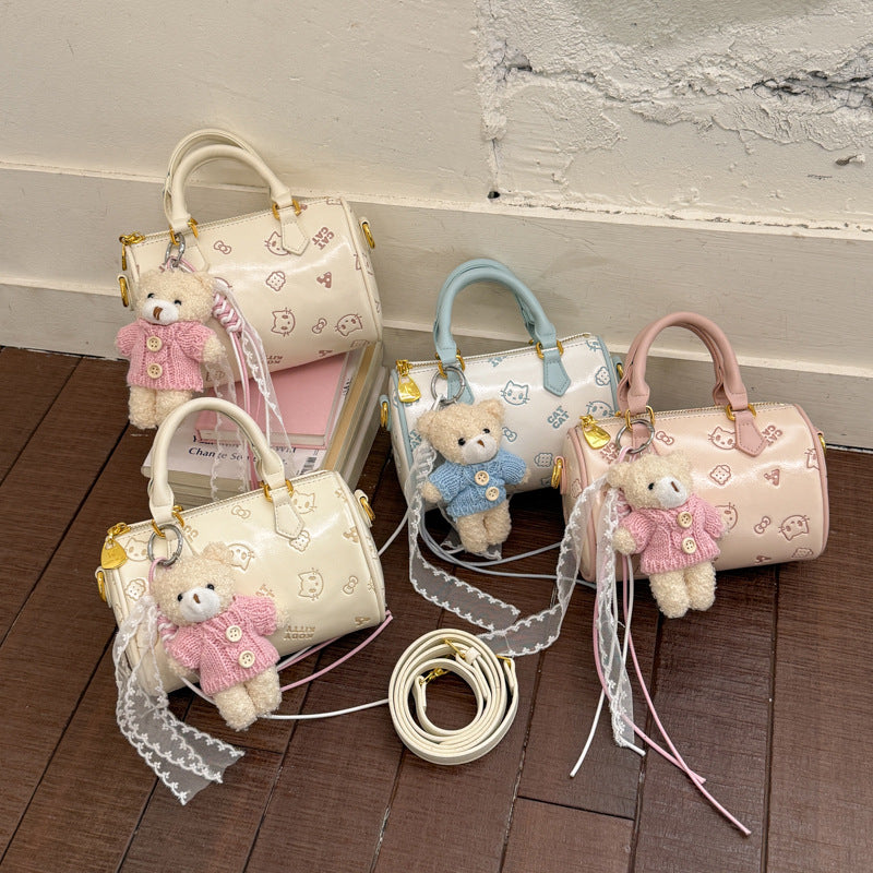 Cross-Border Women's Bags, New Korean Niche Embossed Cat Handbags, Fashionable Girls' Parent-Child Socialite Pillow Crossbody Bags