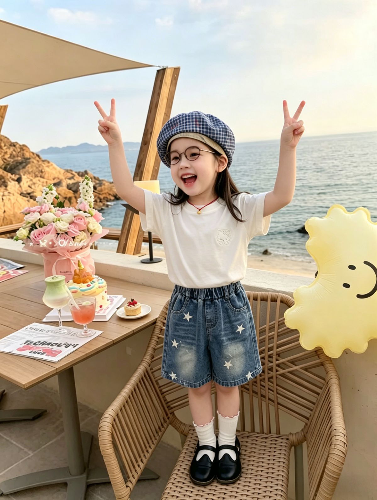 2026 Summer Girls' Korean Style Hollow Embroidery Slim-Fit Short-Sleeve T-Shirt Designer Regular Shoulder Trendy Top