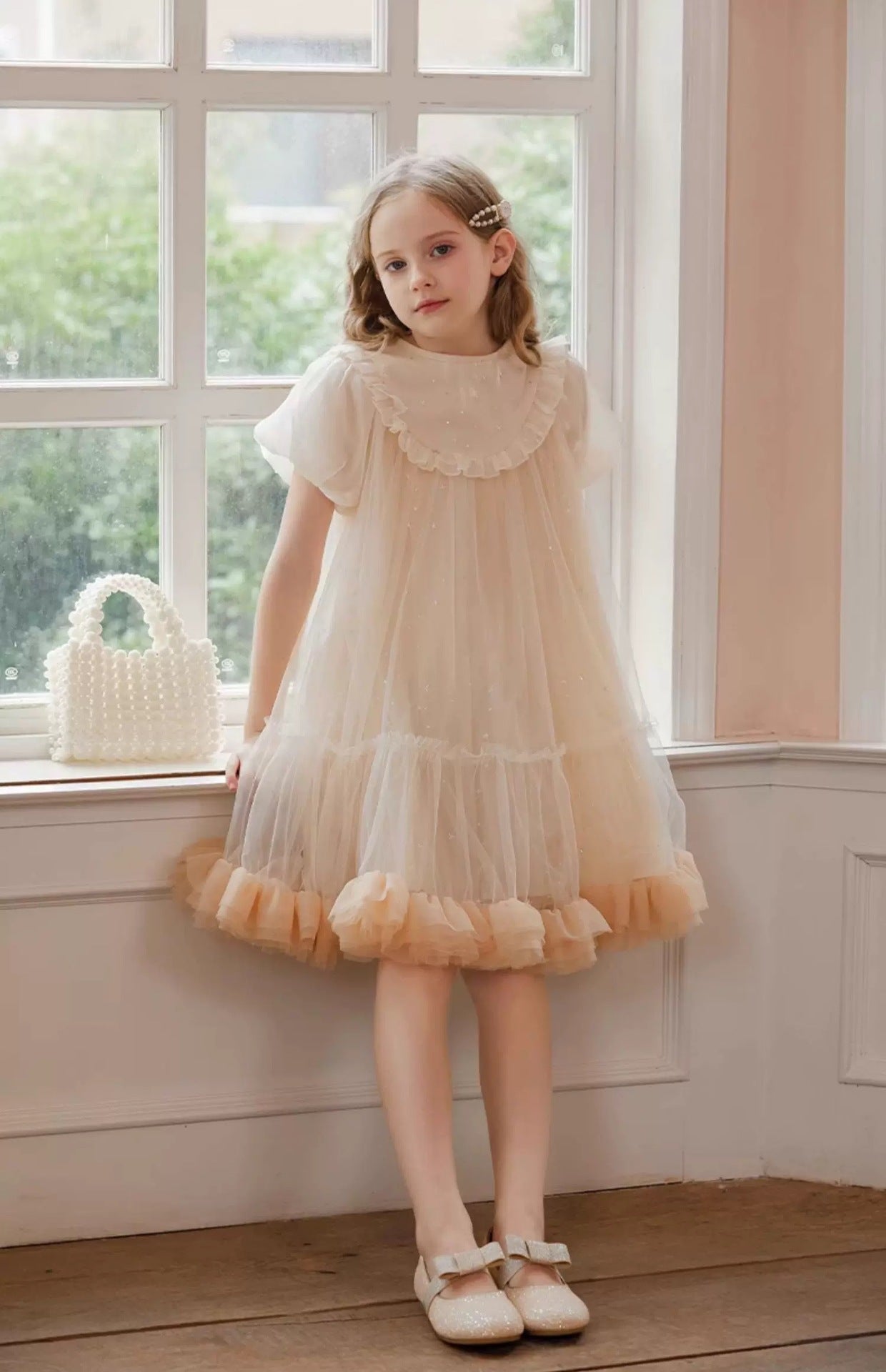 in stock Summer New Girls Sweet Princess Dress Pink Styish Mesh Dress Children's Dress dress Cake Dress