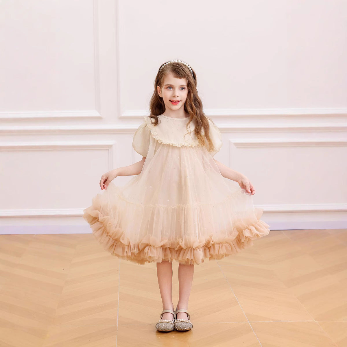 in stock Summer New Girls Sweet Princess Dress Pink Styish Mesh Dress Children's Dress dress Cake Dress