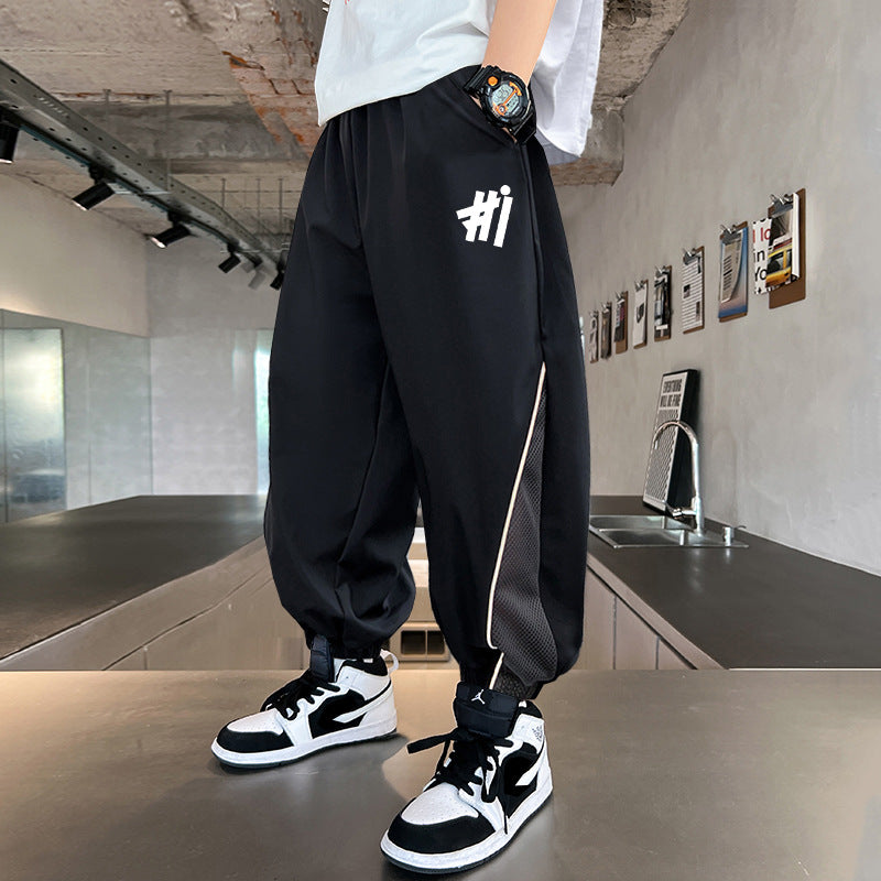 Boys' Summer Thin Pants, Children's Mosquito-Proof Pants, Summer Wear 2026 New Model, Big Kids Student Ice Silk Cool Jogger Pants
