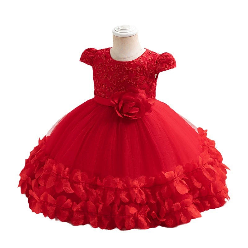 New cross-border children's performance dress lace princess dress festival unkempt dress gauze skirt one-year-old dress dress performance dress