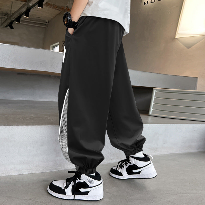 Boys' Summer Thin Pants, Children's Mosquito-Proof Pants, Summer Wear 2026 New Model, Big Kids Student Ice Silk Cool Jogger Pants