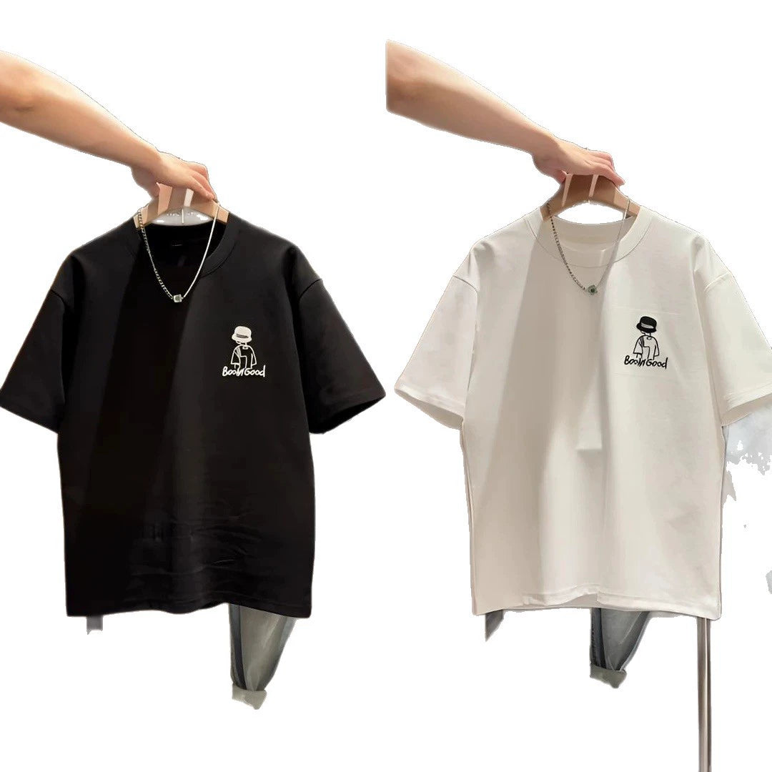 100% Pure Cotton Children's T-Shirt Short-Sleeve Export Quality New Spring and Summer Style for Older Boys Summer Half-Sleeve Top Trendy T-Shirt