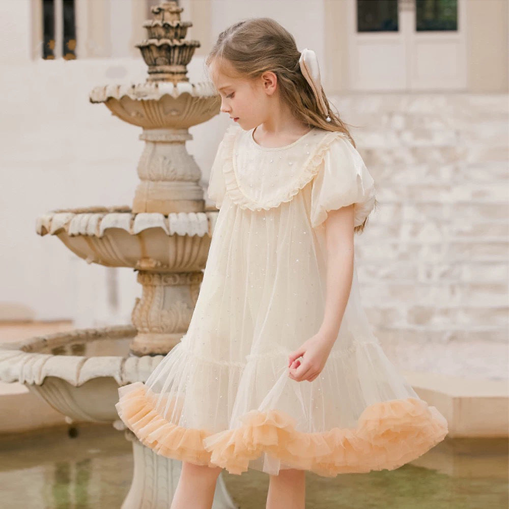 in stock Summer New Girls Sweet Princess Dress Pink Styish Mesh Dress Children's Dress dress Cake Dress